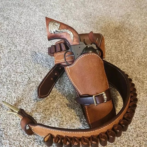 Leather gun holster belt 45 - leather,
