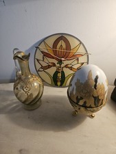 Lot déco verre et porcelaine Art Nouveau vitrail Attrape Lumière Boite œuf Déco 