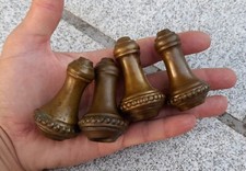 4 Anciens glands / embouts / pompons cordon de rideaux, Bronze ou Laiton N°120A