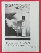 PUBLICITE de PRESSE: Parfum Jeunesse et beauté POUR UN HOMME de CARON 1953