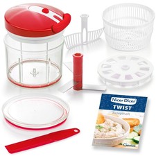 Genius Nicer Dicer Twist Universal Chopper Set, 9 Pieces, Red, Vegetable Cutter 