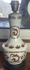 Pied De Lampe Porcelaine De Chine Décors Dragons Socle Bois