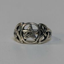 Bague Pentagramme Nœud Celtique 925 Argent Biker Gothique Païen Tailles M - T.