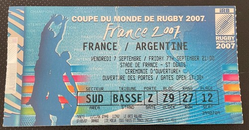 Ticket rugby world cup 2007 - rugby,