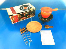 LE CREUSET SERVICE A FONDUE Poêlons EN FONTE ORANGE  COMPLET BOITE N2