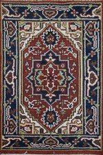 Tapis D'Accent Indien Heriz Serapi Luxueux À La Main Pour Foyer 2x3 Pieds