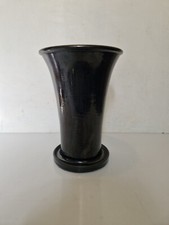 Aegitna - Très grand vase cornet en céramique émail noir irisé - H. 32 cm - 50's