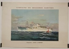 Chapelet Roger Paquebot Louis Lumière Circa 1950 Affiche Originale	Bateau 