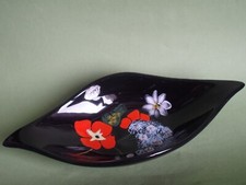 LONGWY EMAUX NOIR/COUPE A FRUIT EN FAIENCE ANCIENNE