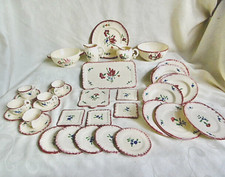 DINETTE ANCIENNE FAÏENCE FINE DE LONGCHAMP - vers 1910/1920 - 37 PCS