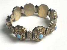 ANCIEN Bracelet Vermeil Turquoises   ANTIQUE  Gold plated armband Braccialetto