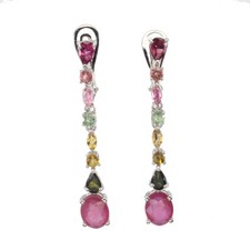 925 Argent Sterling Boucles Ovale Rubis 9x7mm Tourmaline Pierre Précieuse Bijoux