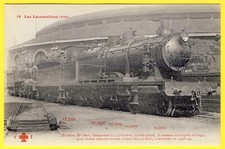cpa LOCOMOTIVE à Vapeur des CHEMINS de FER Machine N° 3807 Train Rotonde Rails