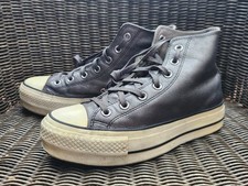 (F056 868) Converse All Star Lift Hi en cuir noir – Semelle plateforme – T.39