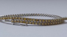 Bracelet Tennis En Or Blanc 14K Et Diamants Jaunes