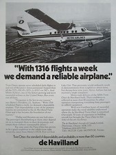 8/1977 PUB DE HAVILLAND TWIN OTTER METRO AIRLINES HOUSTON ORIGINAL AD