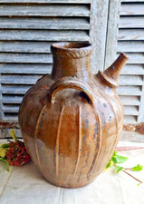 ANCIENNE GROSSE JARRE POT A HUILE 19EME EN TERRE CUITE