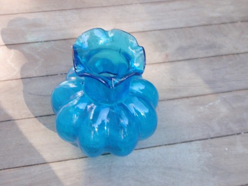 Blue glass ruffled shaped - ruffled,