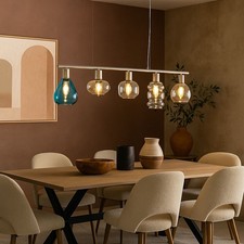 Lampe Suspension de Salon Vintage Salle à Manger Verre Multicolore L 80cm