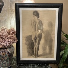 Dessin Ancien Sur Papier Ancien Signé Représentant Un Nue XX Ème s