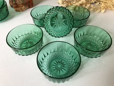 6 coupelles ou petits bols à salade ramequins ARCOROC France Emeraude taillé