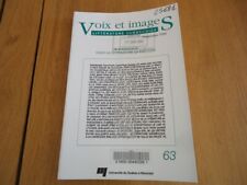 LITTERATURE QUEBECOISE N°63 VOIX IMAGES LE BAVARDAGE THEATRE DE MARIE LABERGE 