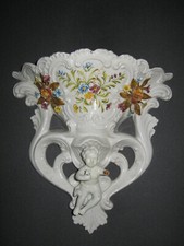 ANCIENNE BOUQUETIÈRE MURALE EN FAIENCE DE BASSANO MADE IN ITALY-N°17