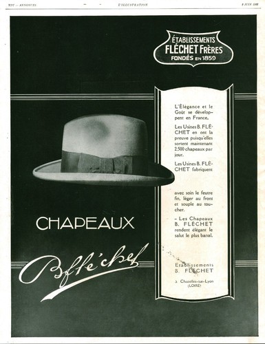 Publicité ancienne chapeaux