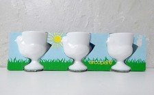 3 coquetiers Arcopal poules blanches vintage