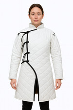 Manteau Médiéval Matelassé Blanc | Veste D'Armure Matelassée Pour LARP Cosplay