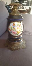 PIED DE LAMPE A PETROLE ANCIEN VALENTINE PORCELAINE DE BAYEUX ET BRONZE 1870 
