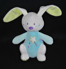 ?Peluche doudou lapin SUCRE D'ORGE blanc bleu baguette étoiles 21 / 33 cm NEUF