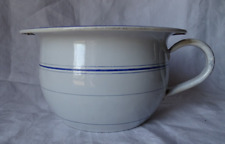 Ancien pot de chambre enfant , tôle émaillée,  blanc , liserés bleus