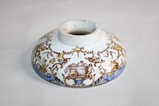 Ancien encrier presse papier en faïence de Gien décor Dionysos enfants au pres..