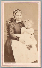 CDV NOURRICE PETITE FILLE RUBAN DANS CHEVEUX PHOTO WAGNER PARIS NANNY w/ BABY