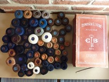 MERCERIE ANCIENNNE BOITE CARTIER BRESSON LOT DE 62 PELOTES COTON A REPRISER