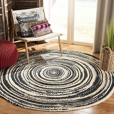 Tapis 100 % jute naturel et coton moquette réversible tapis de sol salon moderne