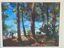 Tableau signé Laurence Ginailhac; Sable, Huile, Marine & Landes LACANAU TALARIS