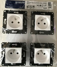 Arnould Evolution Blanc  Lot de 4 Mécanismes de Prises Electrique Courant +Terre