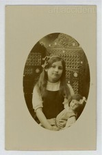 RPPC - YOUNG GIRL AND HER ANTIQUE DOLL Toy Original Vintage Found Photo 1914