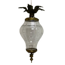 Lanterne Suspension Style Napoléon III en Bronze Doré et Verre Taillé Ancien