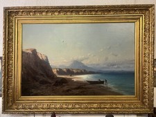 GODCHAUX XIXe GRAND TABLEAU ANCIEN HST BIARRITZ PLAGE DES BASQUES 3 COURONNES