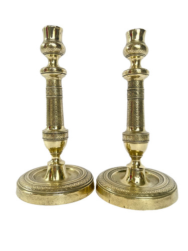 Paire bougeoirs bronze - de,