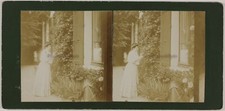 Jardin Maison France Photo Stereo Amateur Th2n8 Vintage Citrate c1900