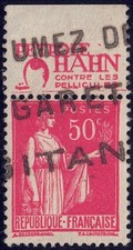Bande pub PETROLE HAHN - Publicitimbre oblitéré Paix n°283 au type 1