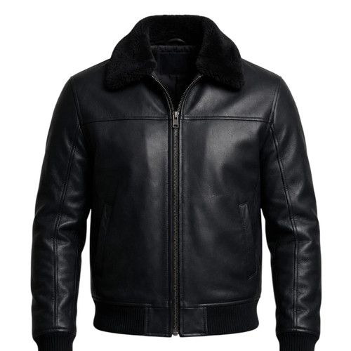 Blouson bomber cuir noir - blouson,