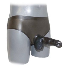 Culotte en latex avec tube anal et manche de pénis - 0,4 mm main (3XL)