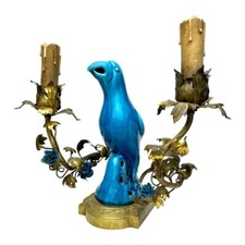 Lampe De Table à Décor De Perroquet Dans Une Monture En Bronze Française, XIX èm