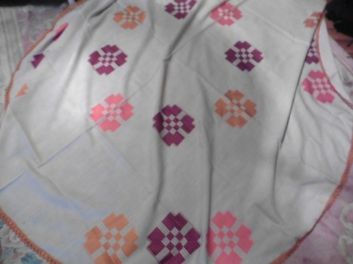 Vintage ancienne nappe ronde - ancienne,