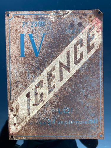 Plaque ancienne licence - plaque, iv